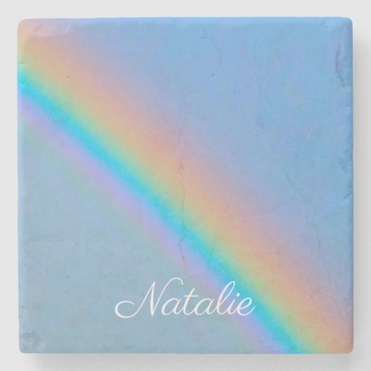Personalisierter natürlicher Regenbogen Steinuntersetzer (Vorderseite)