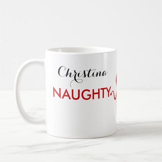 Personalisierter Naughty, aber Nice Devil Angel Kaffeetasse (Links)