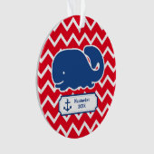 Personalisierter nautischblauwal-Anker Zickzack Ornament (Vorderseite)