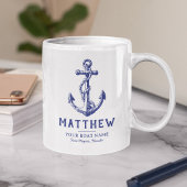 Personalisierter nautischer Anker-Boot-Name-Becher Kaffeetasse