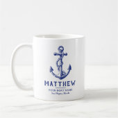 Personalisierter nautischer Anker-Boot-Name-Becher Kaffeetasse (Links)