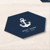 Personalisierter nautischer Anker Bootname Untersetzer (angewinkelt)