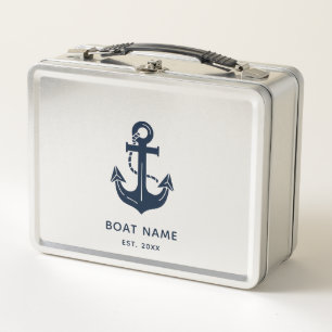Personalisierter nautischer Anker Bootsname Metall Brotdose