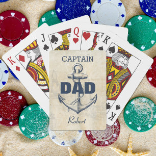 Personalisierter nautischer Anker Captain Dad Spielkarten