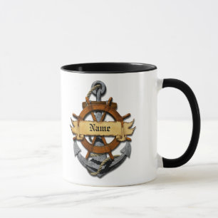 Personalisierter nautischer Anker und Steuer Tasse
