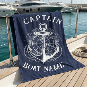 Personalisierter nautischer Kapitän Boot Name Anke Strandtuch