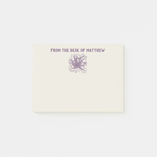 Personalisierter Nautischer Oktopus Lila und Creme Post-it Klebezettel (Vorderseite)