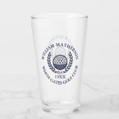 Personalisierter Navy Blau Golfclub-Name Glas (Rückseite)