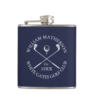 Personalisierter Navy Blau Klassischer Golfclub-Na Flachmann