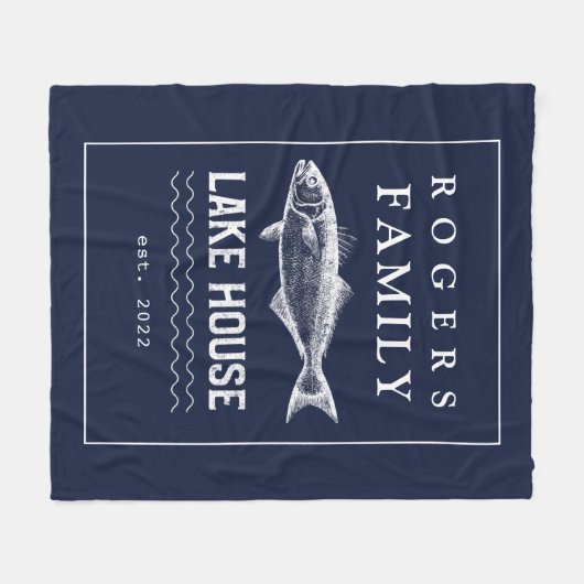 Personalisierter Navy Blauer Rustikaler Fleece Bla (Vorderseite (Horizontal))