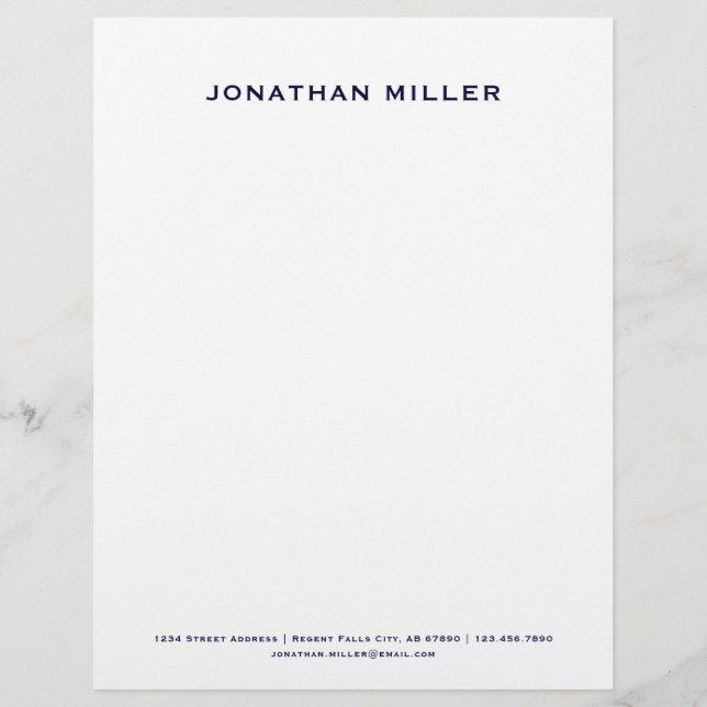 Personalisierter Navy Blue Monogram Letterhead Briefbogen (Vorderseite)
