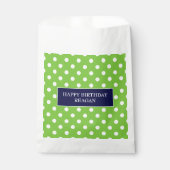 Personalisierter Navy-Green-Polka-Punkt Geschenktütchen (Vorderseite)