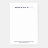 Personalisierter Navy Minimalistisch 4x6 Post-it Klebezettel (Vorderseite)