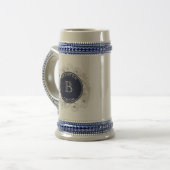 Personalisierter Navy-Monogramm-Geschenkstein für  Bierglas (Vorderseite Links)