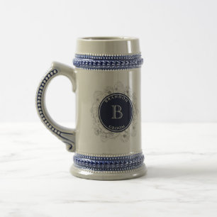 Personalisierter Navy-Monogramm-Geschenkstein für  Bierglas