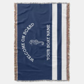 Personalisierter Navy- und White Strip | Name des Decke (Vorderseite Vertikal)