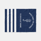 Personalisierter Navy- und White Strip | Name des  Fleecedecke (Vorderseite (Horizontal))