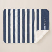 Personalisierter Navy- und White Strip Sherpadecke (Vorderseite (Horizontal))