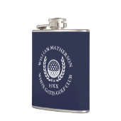 Personalisierter Navyblauer Golfclub-Name Flachmann (Links)