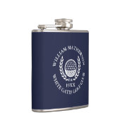 Personalisierter Navyblauer Golfclub-Name Flachmann (Rechts)