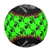 Personalisierter Neon Baseball-Schädel und überkre Baseball (Rückseite)