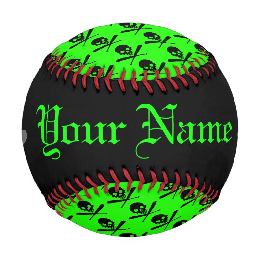 Personalisierter Neon Baseball-Schädel und überkre Baseball (Vorderseite)