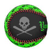 Personalisierter Neon Baseball-Schädel und überkre Baseball (Vorderseite Links)