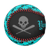 Personalisierter Neon Baseball-Schädel und überkre Baseball (Vorderseite Links)