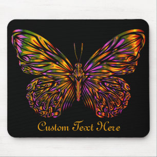 Personalisierter Neonbogen-Schmetterling Mousepad