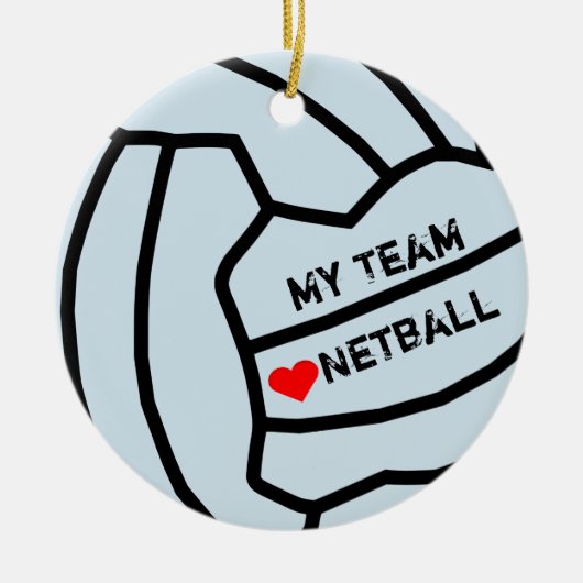 Personalisierter Netball-Ball-Entwurf Keramikornament (Vorne)