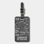 Personalisierter Netball-Chalkboard-Stil Gepäckanhänger (Vorderseite vertikal)