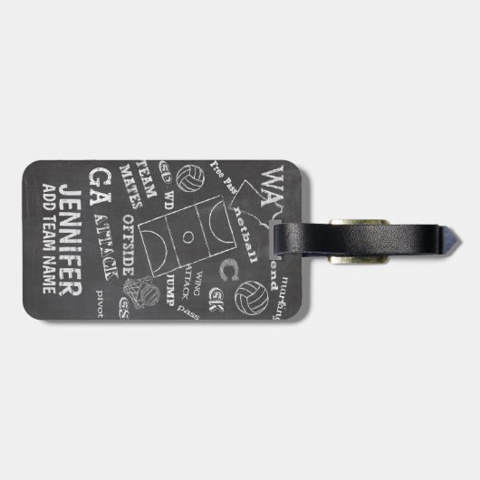 Personalisierter Netball-Chalkboard-Stil Gepäckanhänger (Rückseite horizontal)