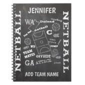 Personalisierter Netball-Chalkboard-Stil Notizblock (Vorderseite)