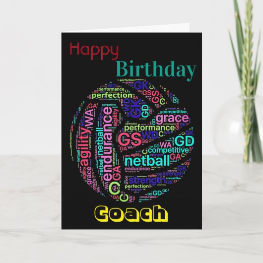 Personalisierter Netball-Coach Geburtstag Karte (Vorderseite)