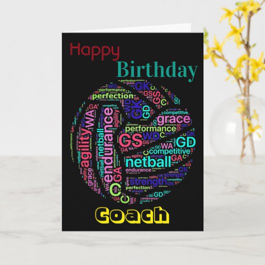 Personalisierter Netball-Coach Geburtstag Karte (Gelbe Blume)
