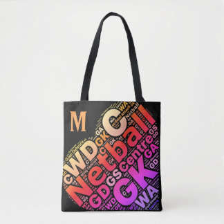 Personalisierter Netball-Themed Typografie-Entwurf Tasche