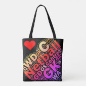 Personalisierter Netball-Themed Typografie-Entwurf Tasche (Rückseite)