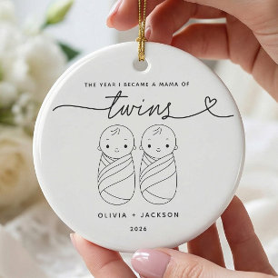 Personalisierter neuer Mama-von-Zwillingen-Schmuck Keramik Ornament