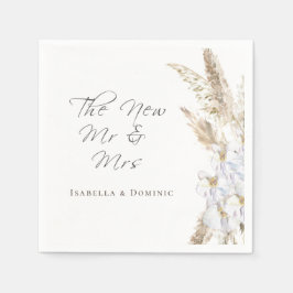 Personalisierter neuer Mr. & Mrs. Pampas Grass Wed Serviette