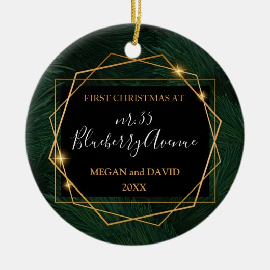 Personalisierter neuer Zuhause-Ornament Keramik Ornament (Vorne)