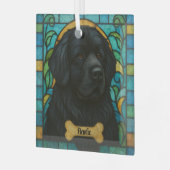 Personalisierter Neufundland-Hund "Festglas" Ornament Aus Glas (Vorderseite links)