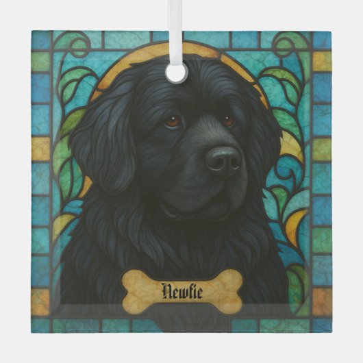 Personalisierter Neufundland-Hund "Festglas" Ornament Aus Glas (Vorderseite)