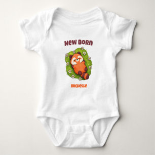 Personalisierter Neugeborener Roter Panda Baby Strampler