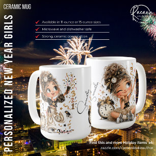 Personalisierter Neujahrs-Mädchen-Frohes-Neujahr-B Kaffeetasse