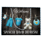 Personalisierter New Baby Boy Große Geschenktüte (Rückseite)