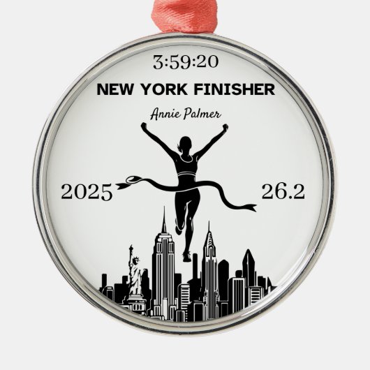 Personalisierter New York Marathon Finisher-Schmuc Ornament Aus Metall (Vorne)