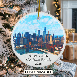Personalisierter New York-Schmuckanhänger, New Yor Keramik Ornament