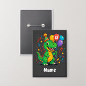 Personalisierter Niedliche Geburtstag Dino Kids Button (Vorderseite/Rückseite)