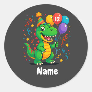 Personalisierter Niedliche Geburtstag Dino Kids Runder Aufkleber