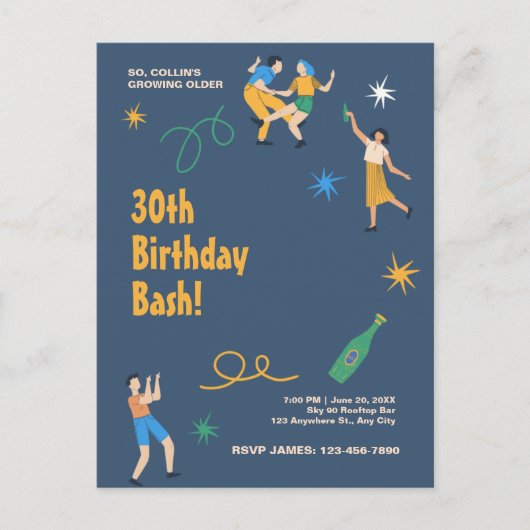 Personalisierter niedliche Geburtstag Einladungspostkarte (Vorderseite)